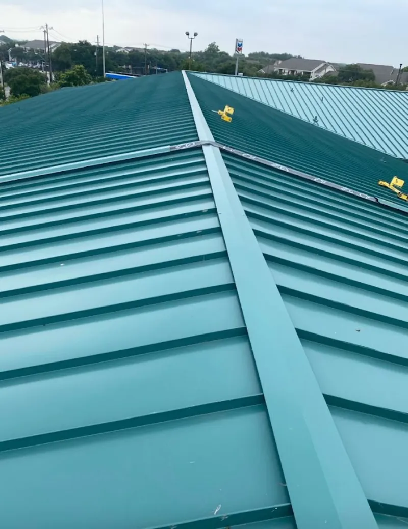 Green commercial metal roof ridge and valley for Metal Roof Repair in Port St. Lucie